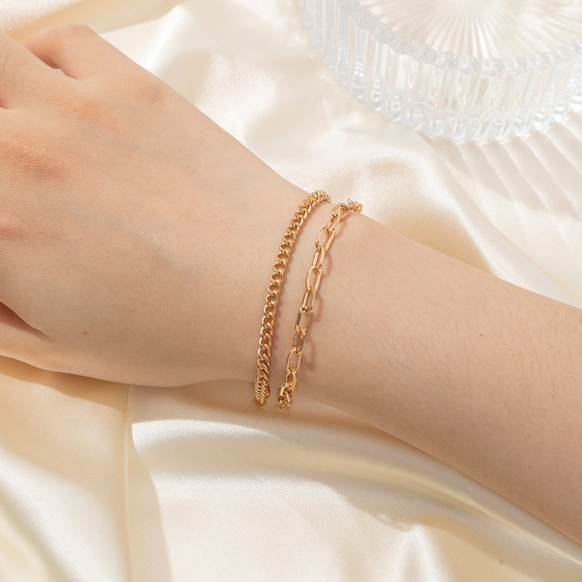 【Hottest Trends】Double-layer paper clip chain bracelet women's simple ...