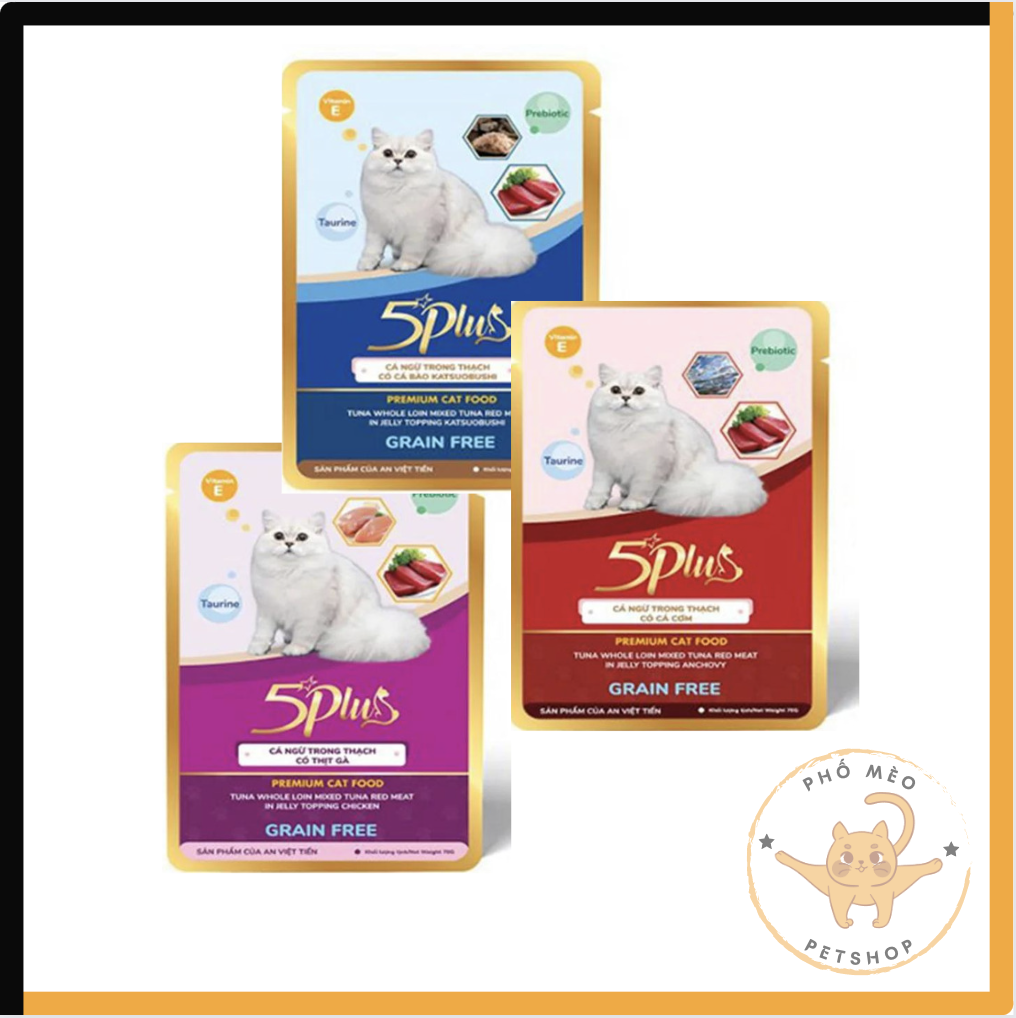 Pate 5 Plus Premium cho mèo gói 70g