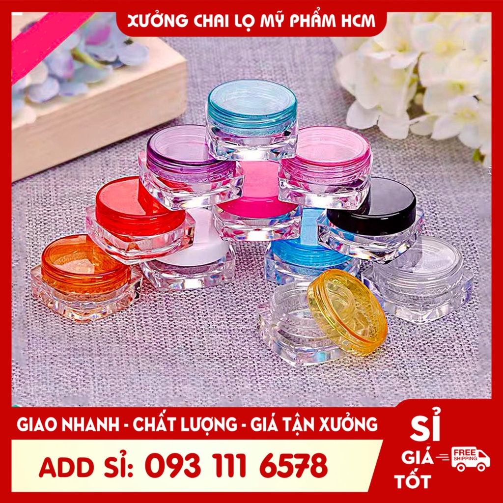 Hủ đựng kem, hủ nhựa vuông giá xưởng 3g hũ chiết mỹ phẩm đựng kem face du lịch