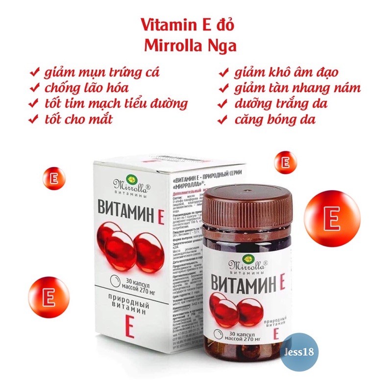 Vitamin E đỏ Nga 270mg hộp 30 viên