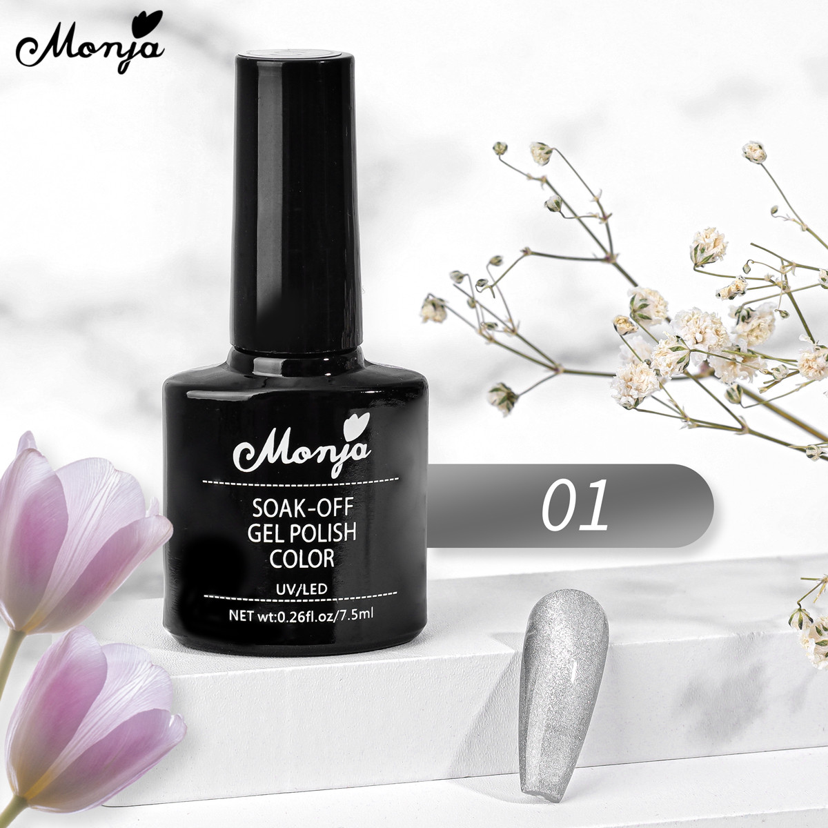 Monja 7.5 Ml/Bottle Silver Nail Art Cat Eye Gel Magnetic Soak Off Enamel UV Gel Varnish Nail Polish DIY Glitter Manicure Tool. 