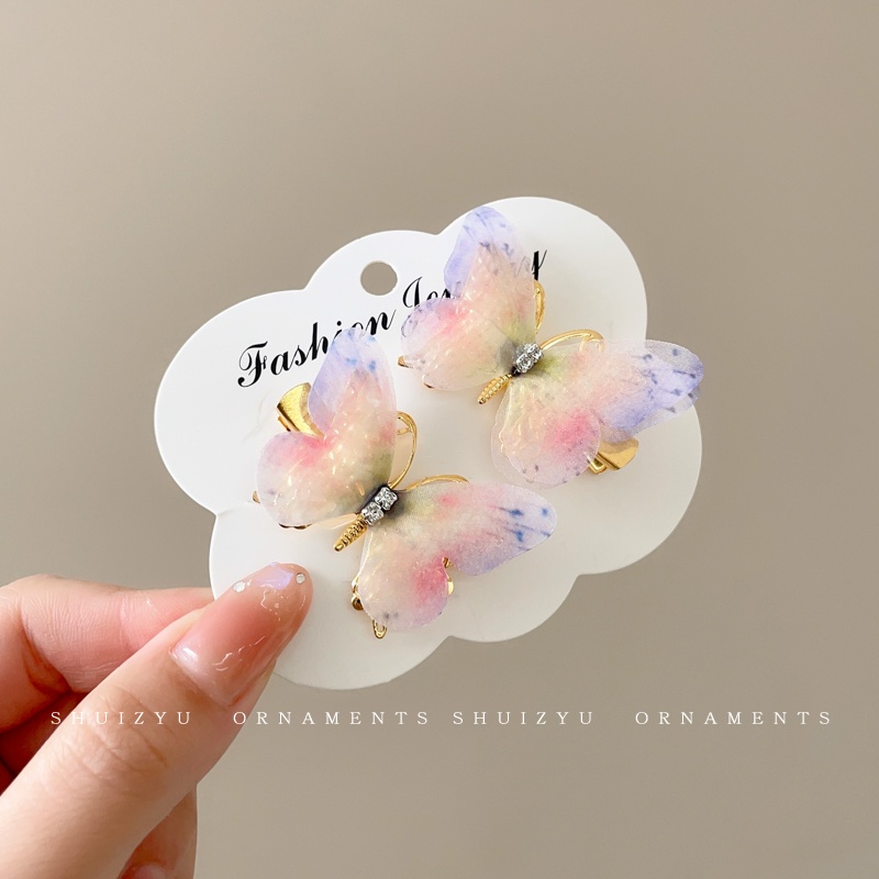 Set 2 Kẹp Tóc Hình Bươm Bướm Màu gradient Dễ Thương Cho Bé Gái