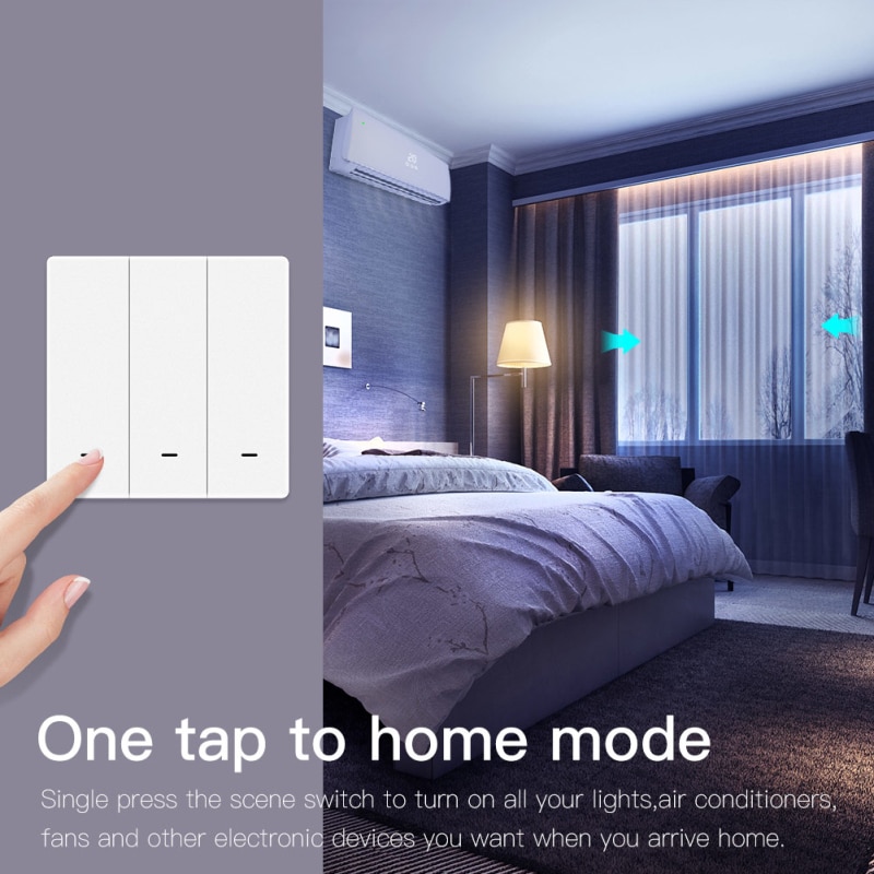 Tuya Zigbee Smart Switch 1/2/3 Gang Wireless Wall Push Button Scene Switch Battery Powered Smart Home Smart Life Remote Control