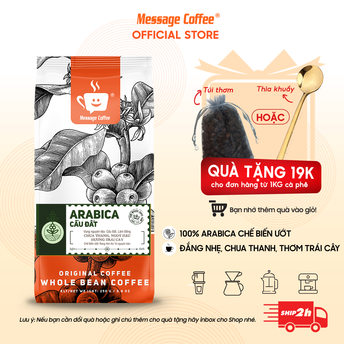 Cà Phê ARABICA CẦU ĐẤT rang mộc nguyên chất 100% café hạt - bột pha phin