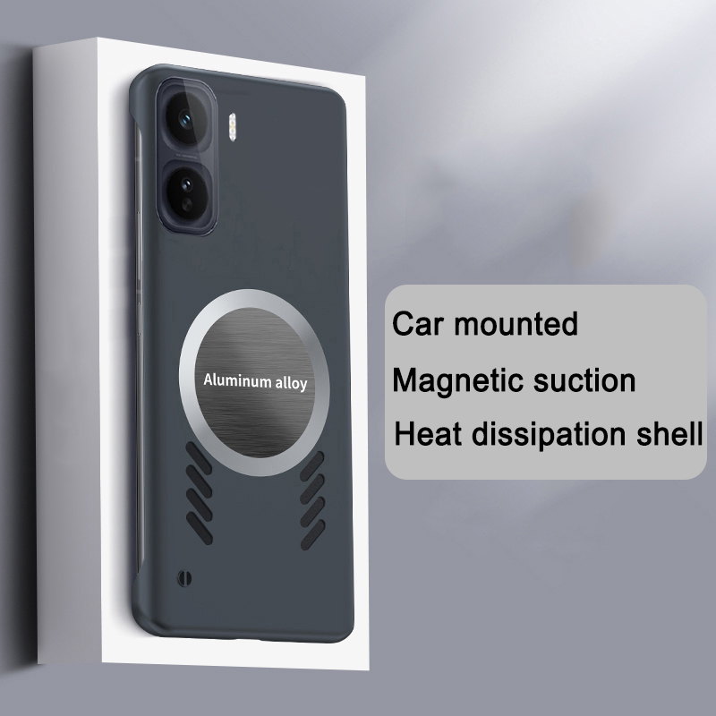 Phone case Vivo iqoo NEO 11 Ultra Thin Frameless Case Matte Adsorption Metal Heat Dissipation Ring Back Cover iqoo NEO11 Case.