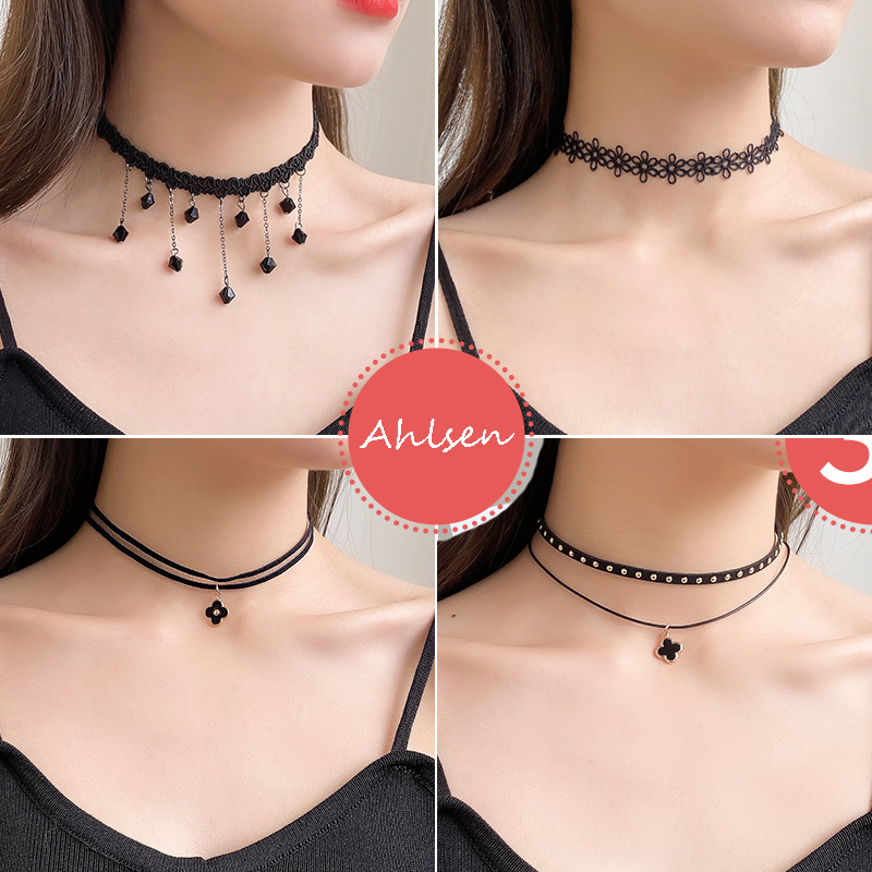 1Pcs Lace Bow collarbone chain women charm Korean Black Lace Butterfly Necklace