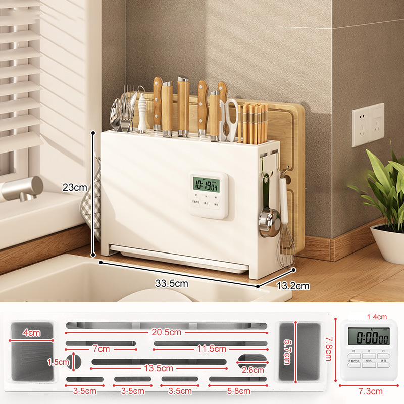 KS Kitchen storage rack, knife holder, countertop, multifunctional storage rack, chopstick rack, wall mounted perforated knife and chopstick rack