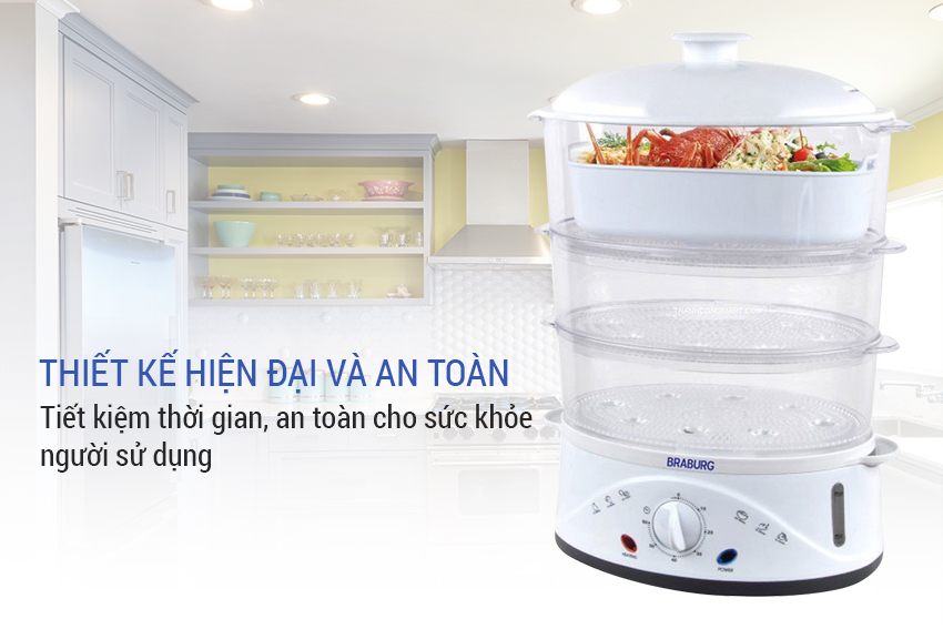 Nồi Hấp Điện Đa Năng 3 Tầng Braburg