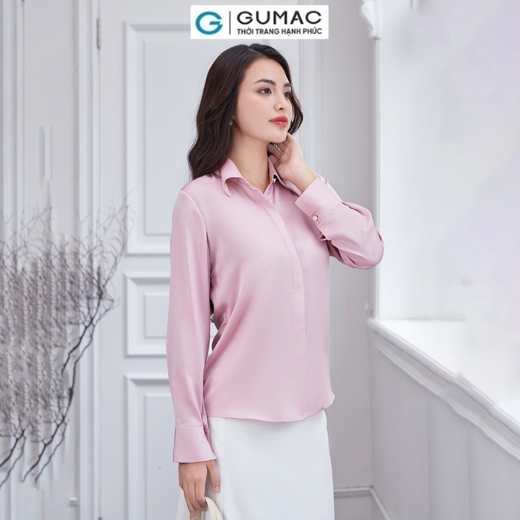 [SALE MẠNH] Áo sơ mi lá cổ nhọn thời trang GUMAC AD12054