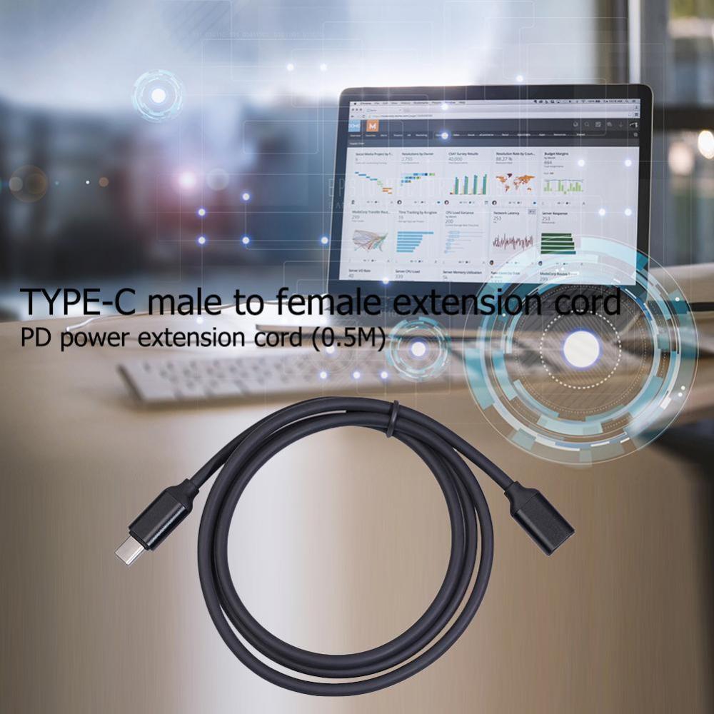 USB C Cáp nối Loại C Đầu đực thành đầu cái sạc PD đồng bộ dây điện nối dài