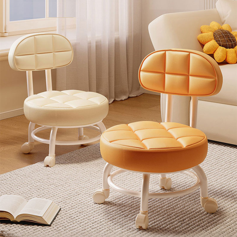 Pulley low stool, universal wheel, small stool, small home chair, backrest, round stool, stool with wheels, small bench, small