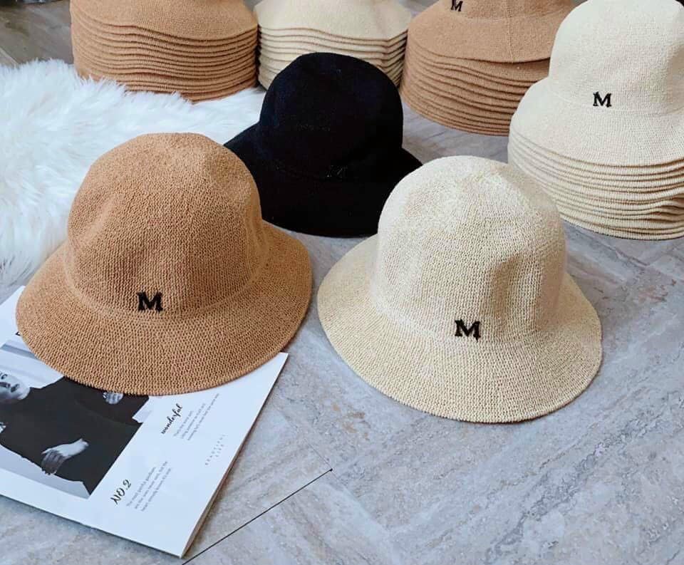 Mũ cói chữ M phong cách hàn quốc