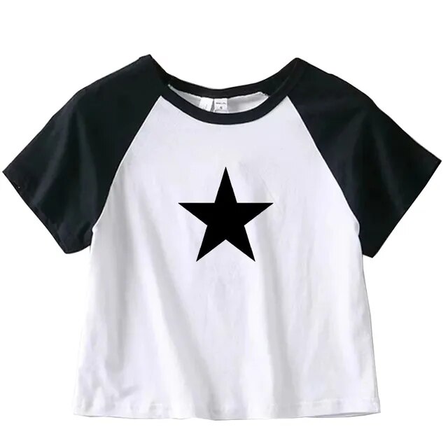 Female Y2K Clothes Star Tops Women Tshirt Harajuku Retro Fashion Gothic  Short Sleeve Crop Sexy Tops