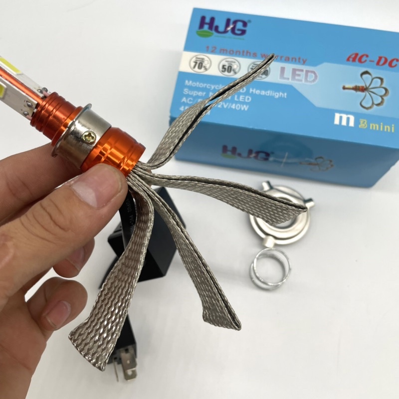 ĐÈN PHA LED HJG 3 TIM LED chân H4, M5 (GIÁ 1 BÓNG)