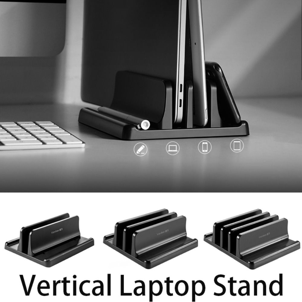 IRCTBV Supplies Space-Saving Plastic Desktop Storage Notebook Stand Computer Bay 3 In 1 Tablet Base Vertical Laptop Holder