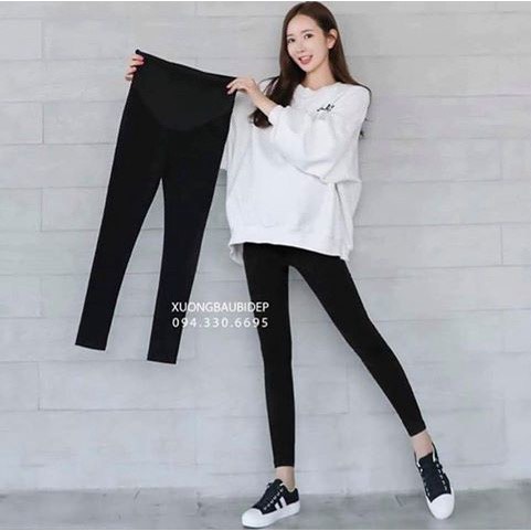 Quần legging bầu nâng mông hàng đẹp (có đáp bụng và chun chỉnh)