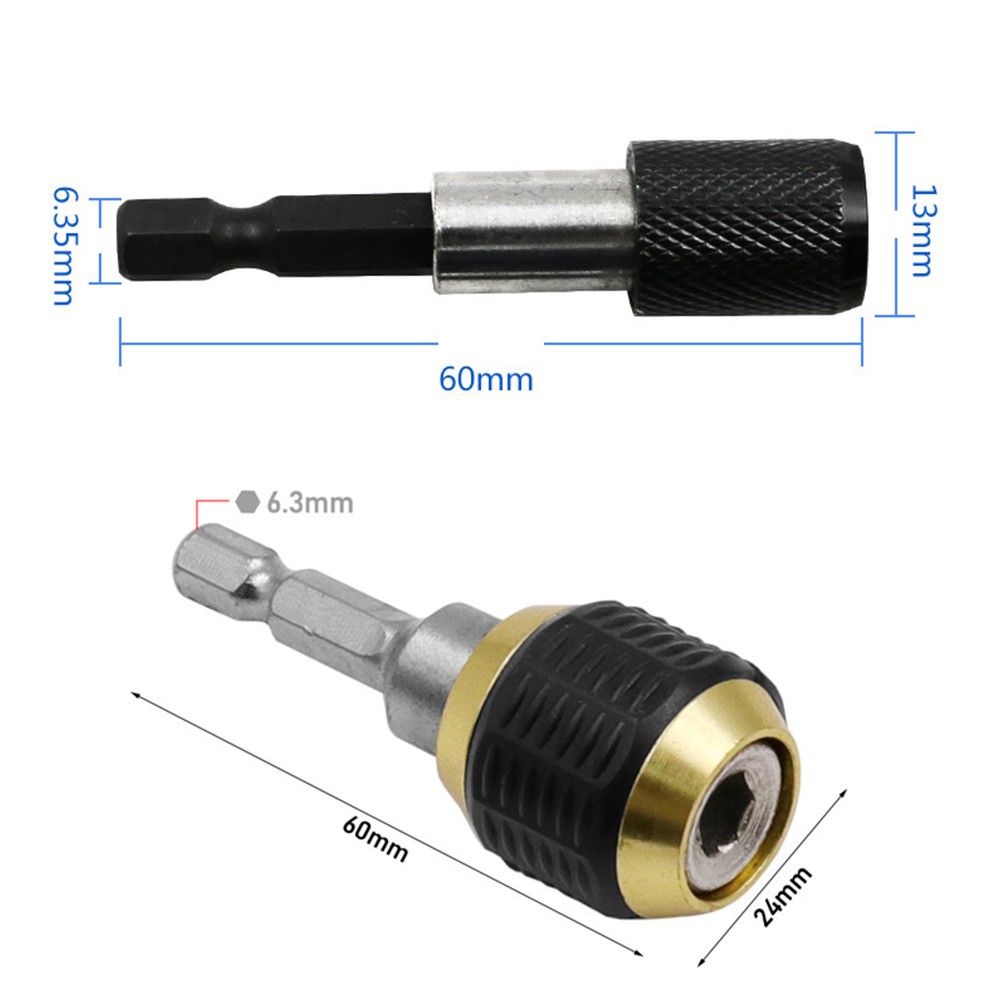 2pcs Keyless Drill Bit Chuck 1/4 'Hex Shank Screwdriver Impact Driver Adaptor Conversion Adapter