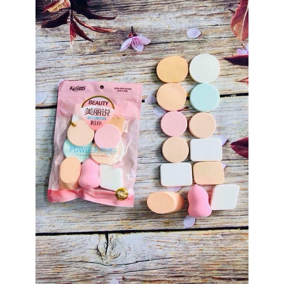 Set bông phấn Keli 13 miếng
