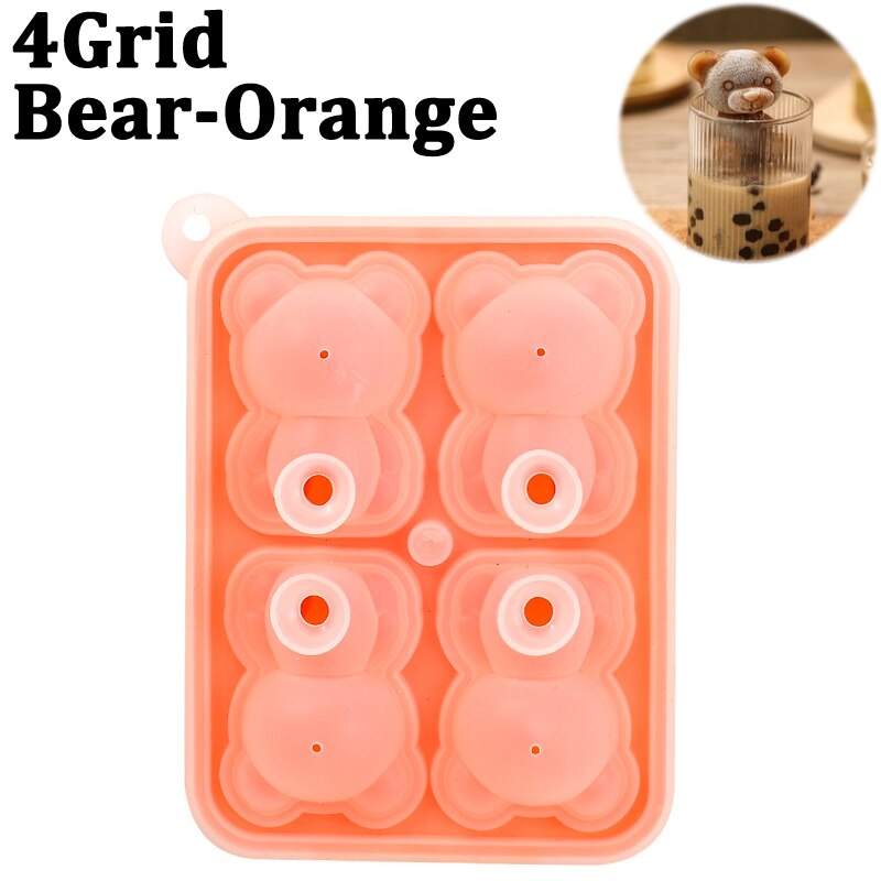 Mingcheng cute teddy bear ice cube making mold splash-proof and easy to fall off, for refrigerator with container, cute bear ice cube tray