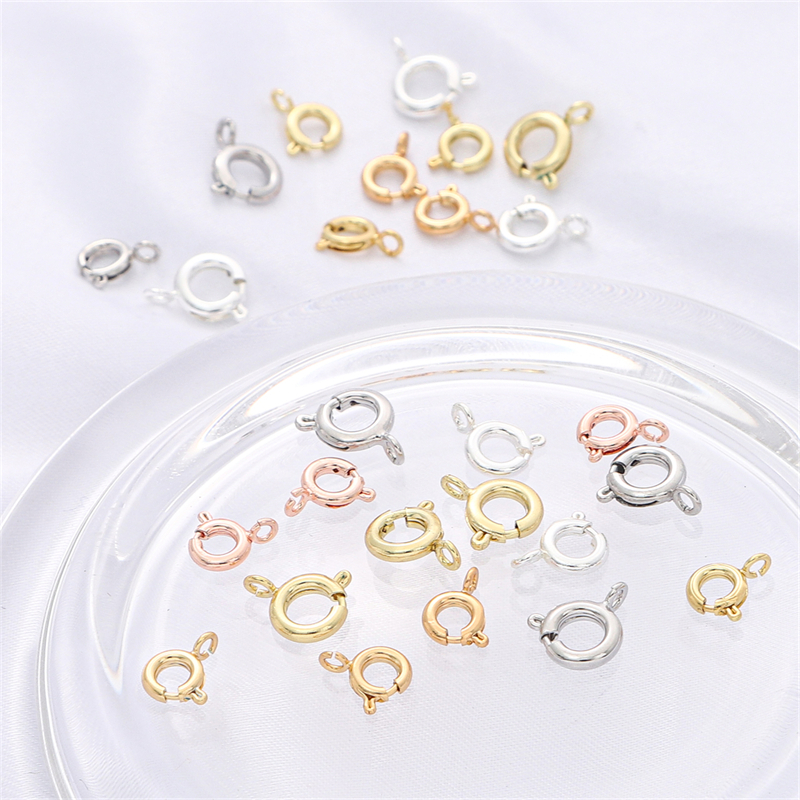 Móc Khóa Lò Xo Móng Tròn Móc Khóa Lò Xo Bằng Đồng Thau Đầu Nối Móc Với Mạ 14K/18K/Bạch Kim/Bạc/Vàng Hồng Cho Đầu Nối Vòng Cổ Vòng Tay Phụ Kiện Tìm Kiếm Trang Sức Tự Làm