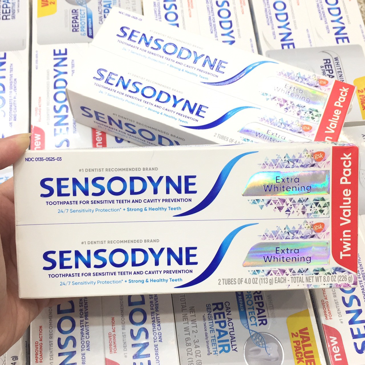 ( date 5/24 ) Kem đánh răng Sensodyne Mỹ trắng răng, chống ê buốt ( 1 cặp 2 tuýp 2 * 113g )