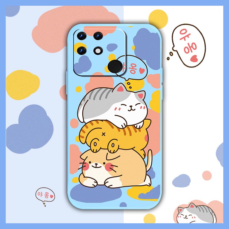 Cartoon Camera all inclusive Phone Case For OPPO Realme Narzo 50A Solid color soft shell cute Lens bump protection cat. 