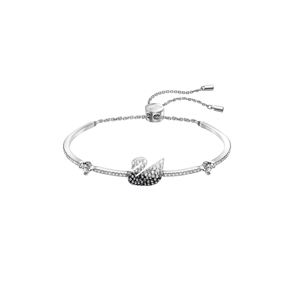 Beautiful Girl's Heart 18K White Gold Bracelet Black and White Gradient Swan ICONIC SWAN Female Bracelet Gift