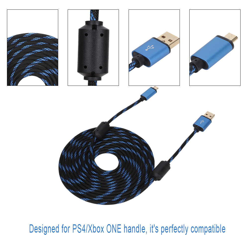Heavy Duty 3 M USB Charging Cable Nylon Braided For PS4/Xbox ONE Controller Fast Charging Accessory