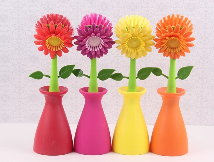 1pc Sun Flower Wash Creative Cleaning Pan Brush Powerful Decontamination Wash Pot Brush Cleaning Cloth O0174