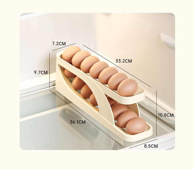 XINLANYASHE [Miễn Phí Vận Chuyển]Loại trượt trứng hoạt hình tủ lạnh cửa bên dành riêng tự động kép trứng Máy cuộn bàn bếp chống thả trứng hộp lưu trữ