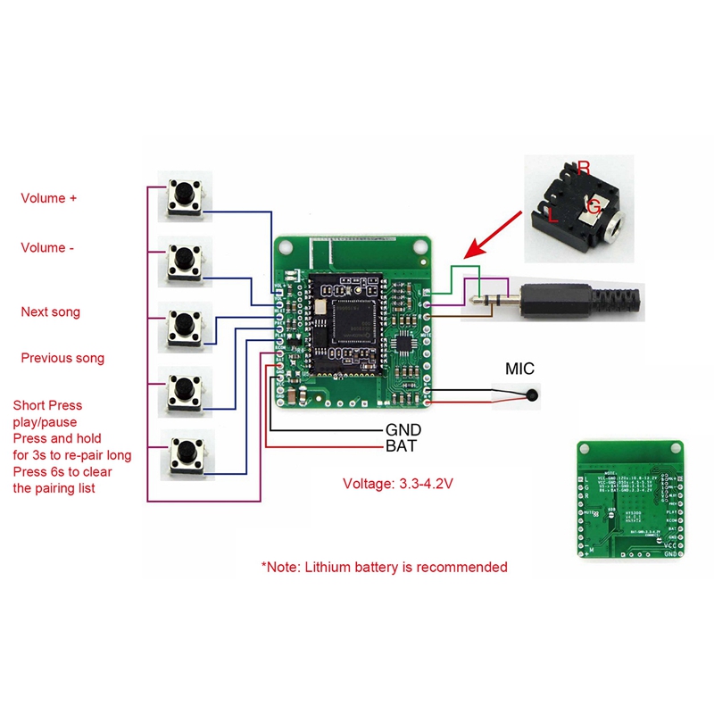 QCC3008 APTXLL Receiver Board Module HiFi Bluetooth 5.0 TWS Audio Car Bluetooth Receiver Board(NO DC)