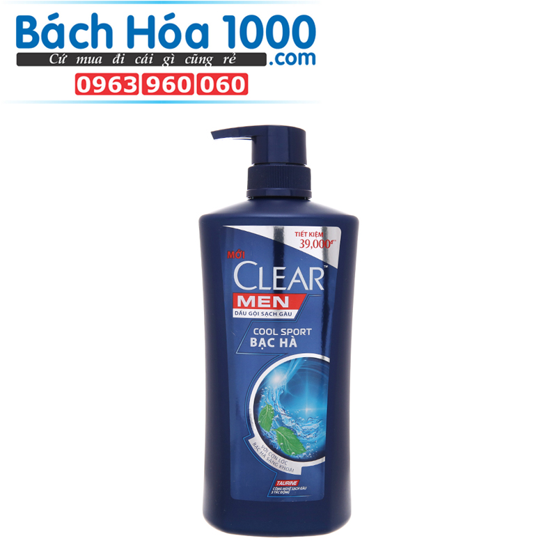 Dầu gội sạch gàu Clear mát lạnh bạc hà 630ml