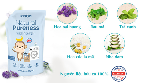 NƯỚC GIẶT ĐỒ SƠ SINH HỮU CƠ K-MOM HÀN QUỐC (TÚI 1300ML)