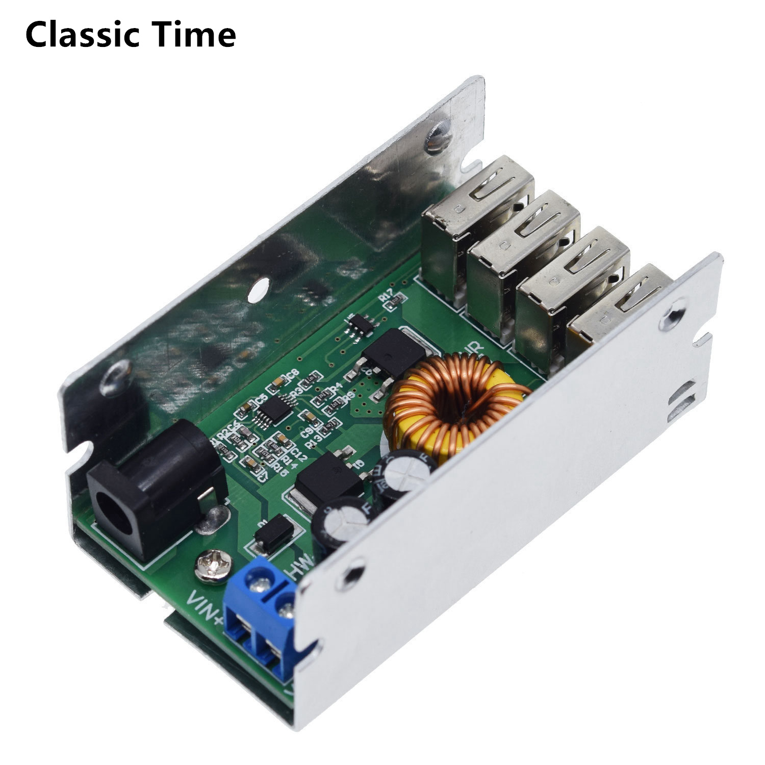 Dc-dc 9v 12v 24v 36v to 5v step down board 5a 4 usb output buck converter power supply module with aluminum shell for phones