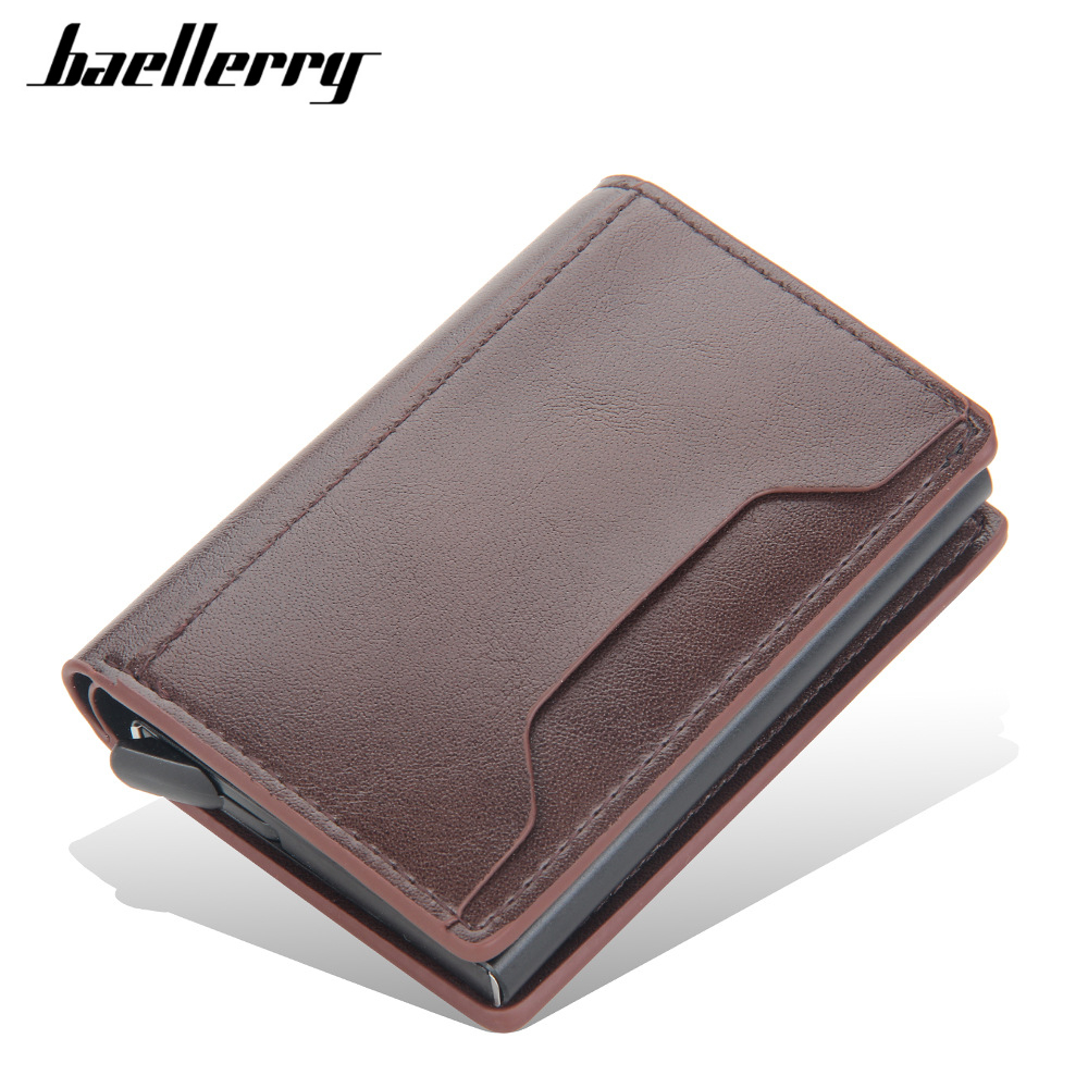 Baellerry 2022 Men Slim Wallet PU Leather ID Card Holder RFID Anti