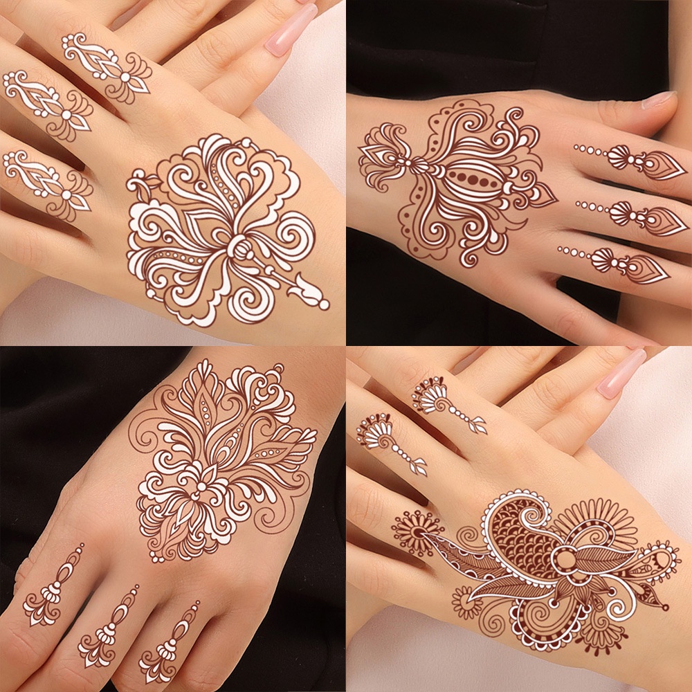 DIVAWOO 12 Sheet Henna Tattoo Stencils, Hand Temporary Tattoo Stickers,  Indian Arabian Self Adhesive Tattoo Templates - Walmart.com