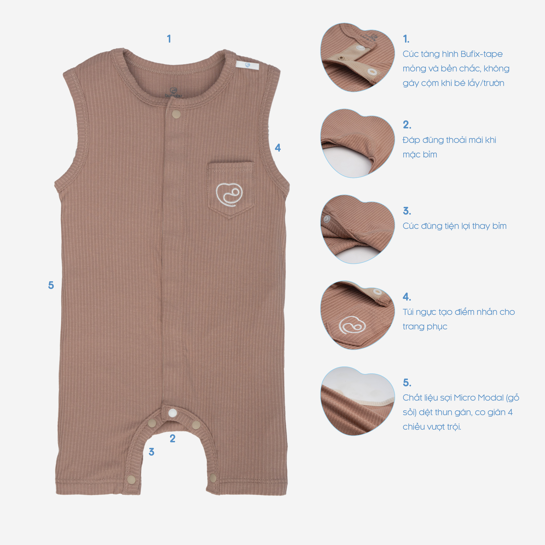 Body sát nách cài giữa - Kyomi Molist BMD240201