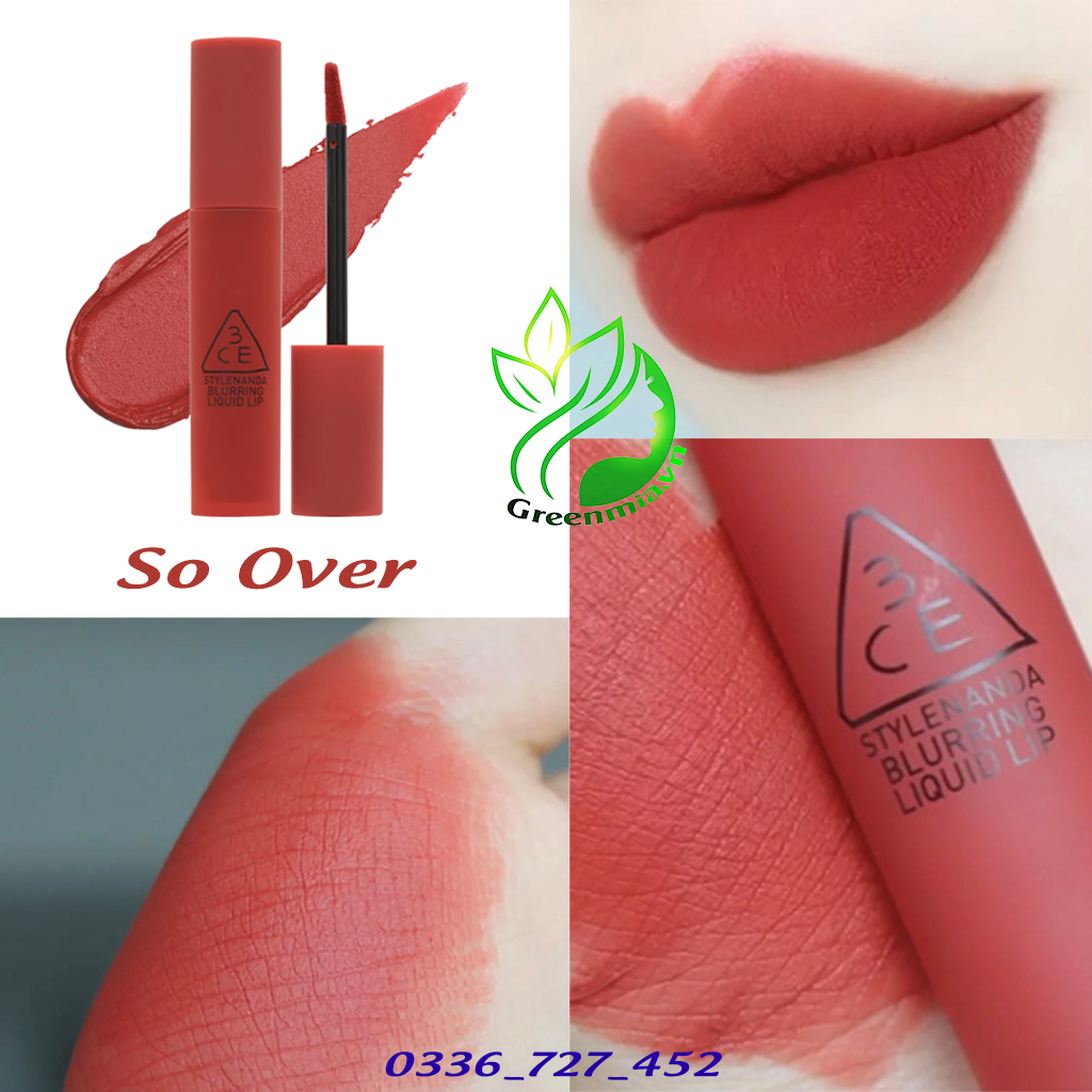 Son Kem Lì 3CE Blurring Liquid Lip So Over Màu Hồng Pha Đỏ [CHÍNH HÃNG CHECK HIDDEN TAG]