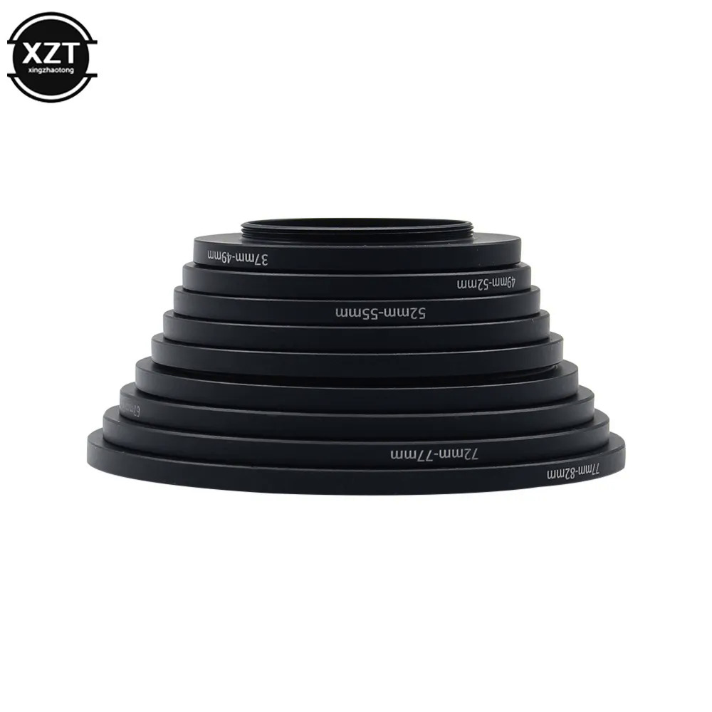 9 pcsset 37-82mm step up filter ring adapter set 37 49 52 55 58 62 67 72 77 82mm kit