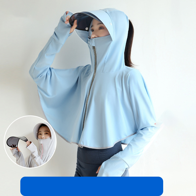 【CAMPOUT】Women's UV Protection Sun Protection Clothing Outdoor Cycling Sun Protection Short Long Sleeve Jacket Xia Bing Silk Sun Protection Clothing