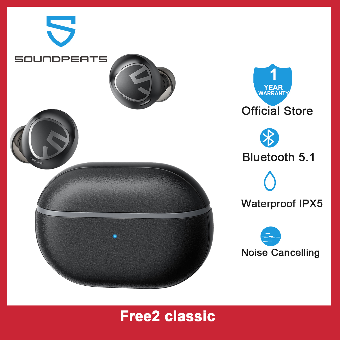 [100 Original]SOUNDPEATS Free2 classic Bluetooth V5.1 Single Mic 8H