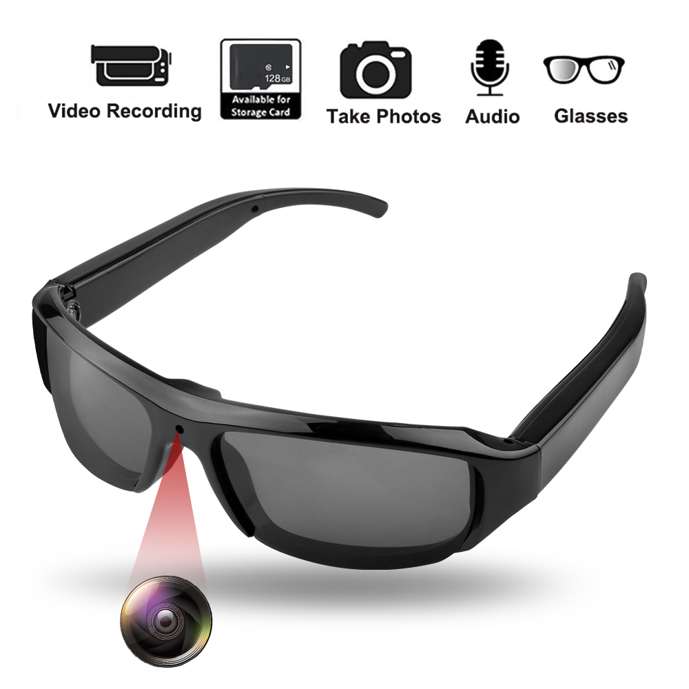 1080P HD Camera Glasses Video Recording 4K Photo Ourdoor Sports Riding Dash Cam 128G Memory Card Mini Camera