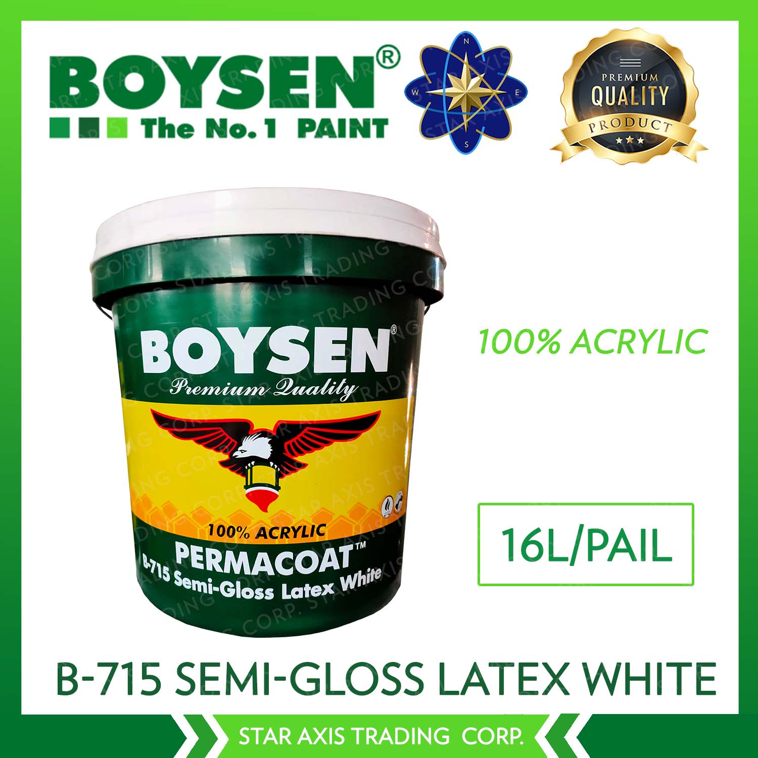 BOYSEN Permacoat Latex Paint B715 SemiGloss 16 Liters / Pail Lazada PH