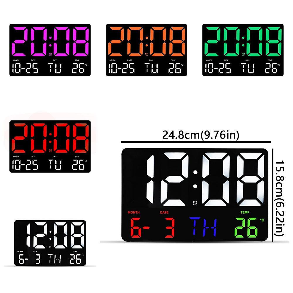 Neutral Clock Display Minimalist Style Large Screen Display LED Digital Wall Clock Date ...