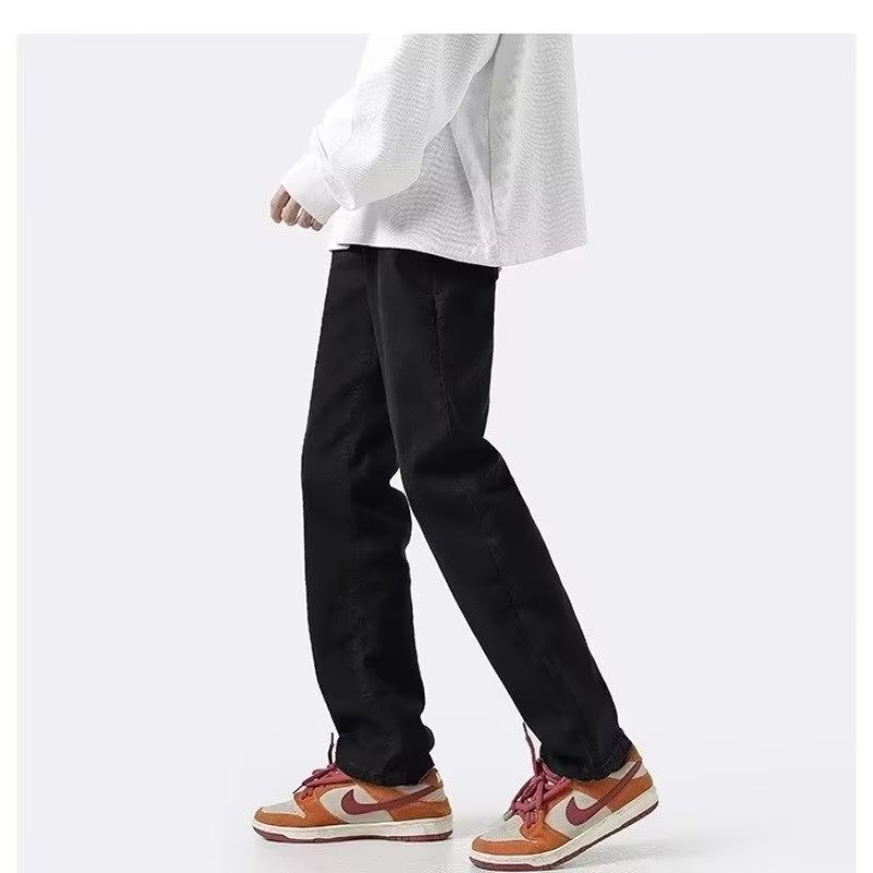 LIVE GREAT Men's solid color denim casual trousers American Basic Straight Drape Jeans