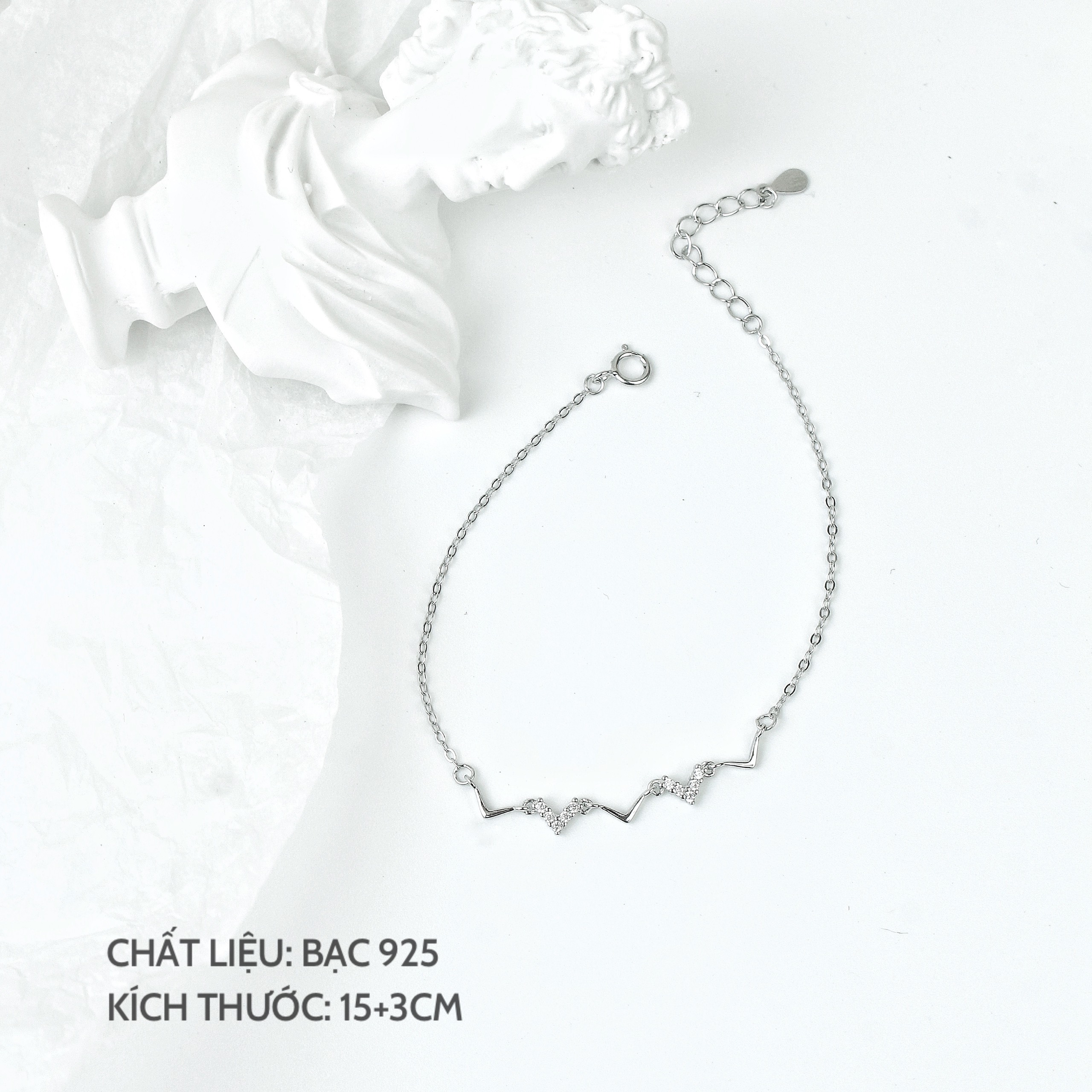 Vòng tay bạc Miuu Silver, lắc tay nữ Zigzac Bracelet