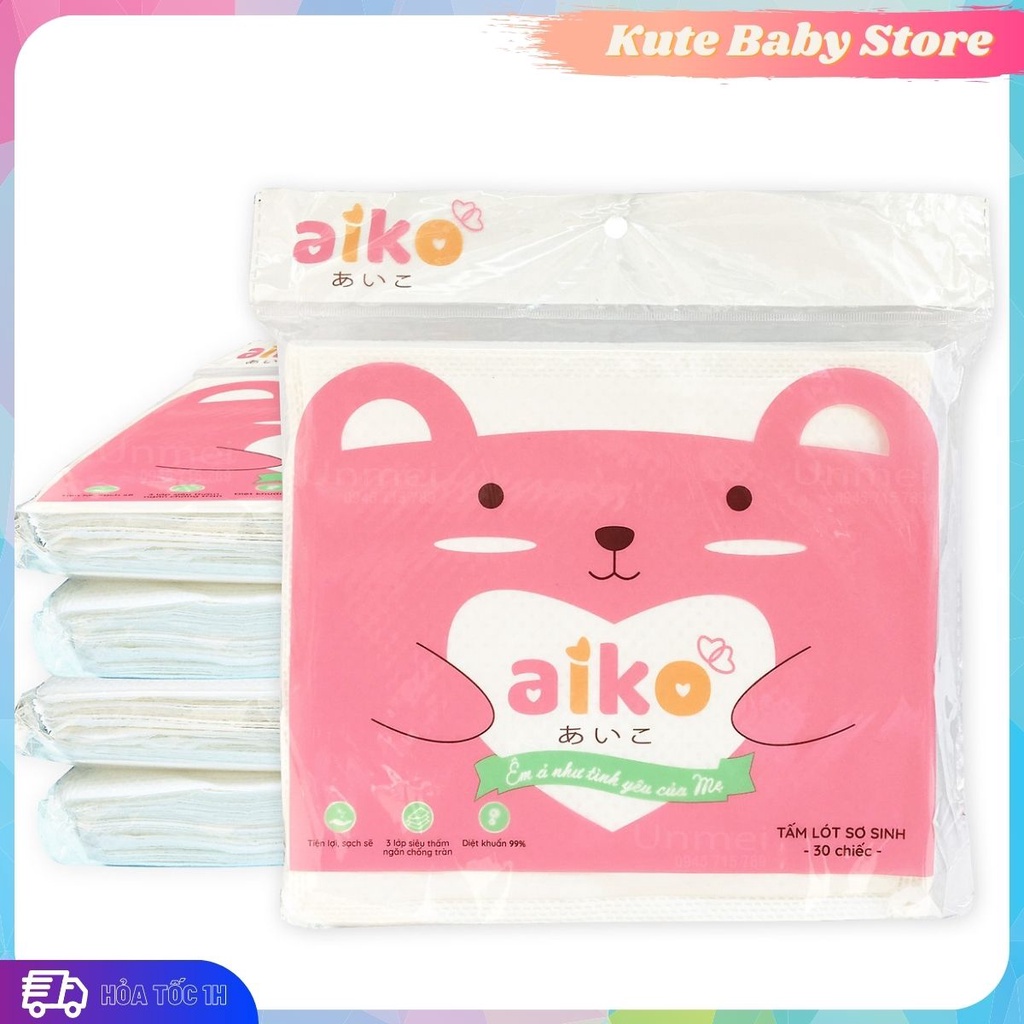 Miếng lót phân su Aiko 30 tờ gói cho bé sơ sinh cao cấp thumbnail