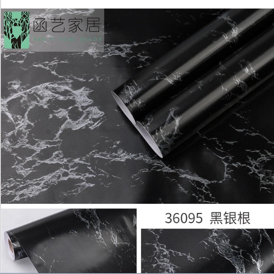 5 Mét Decal Giấy Dán Tường Khổ 45cm Có Sẵn Keo - Đá hoa cương đen BV102