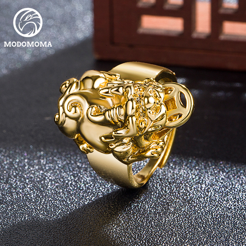 MODOMOMA】Pixiu Lucky Ring for Money Coin with Blessing Fengshui