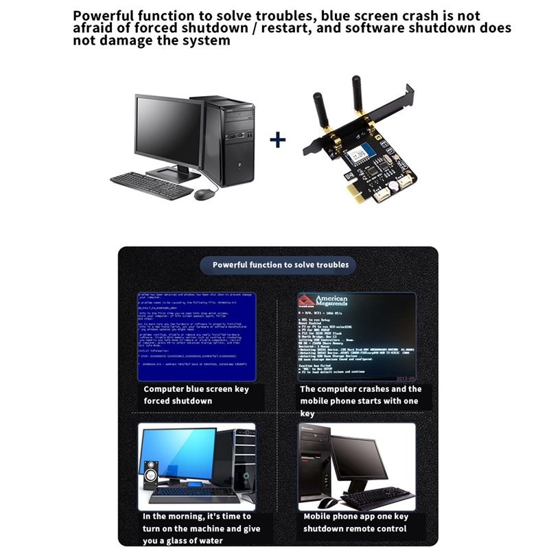 Tuya Wifi Computer Power Reset Switch PCIe Card for PC Computer,APP Remote Control,Support Google Home